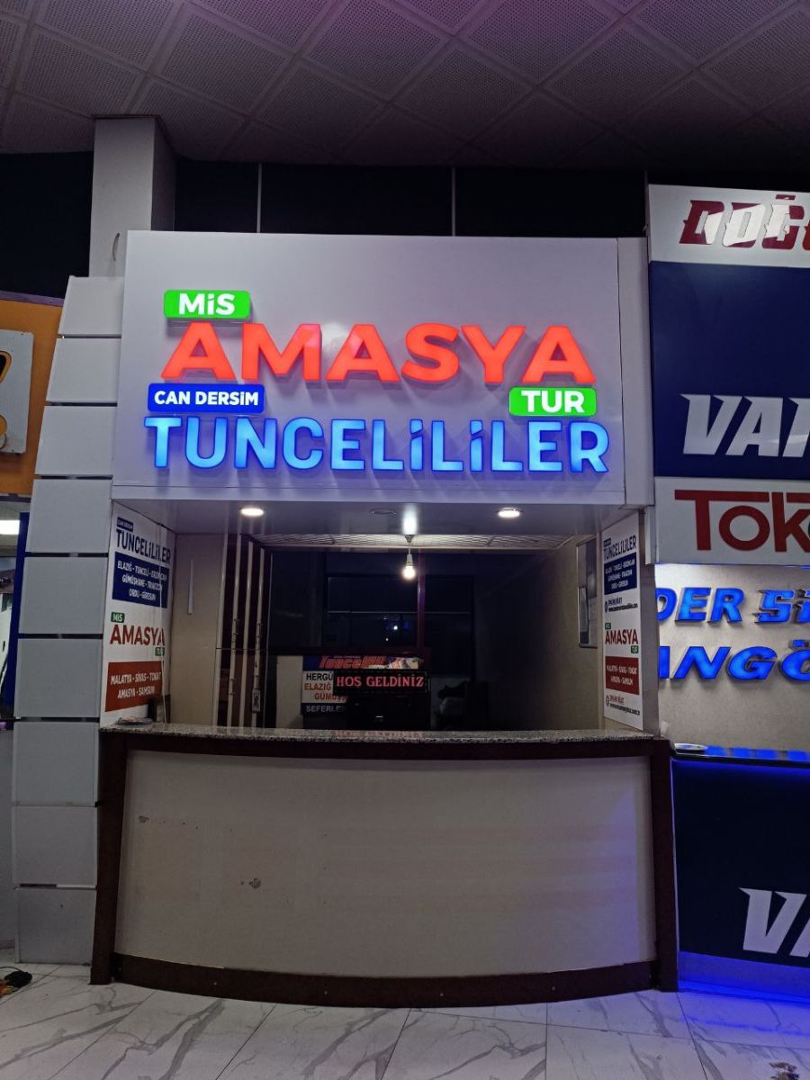 AMASYA TUNCELİLER SEYAHAT KUTU HARF TABELA 